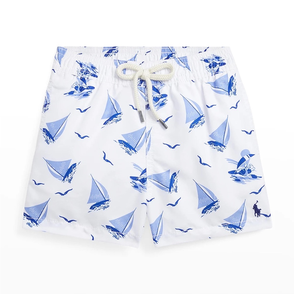 Ralph Lauren Toddler Boys Traveler Sailboat Swim Trunks Size 2T